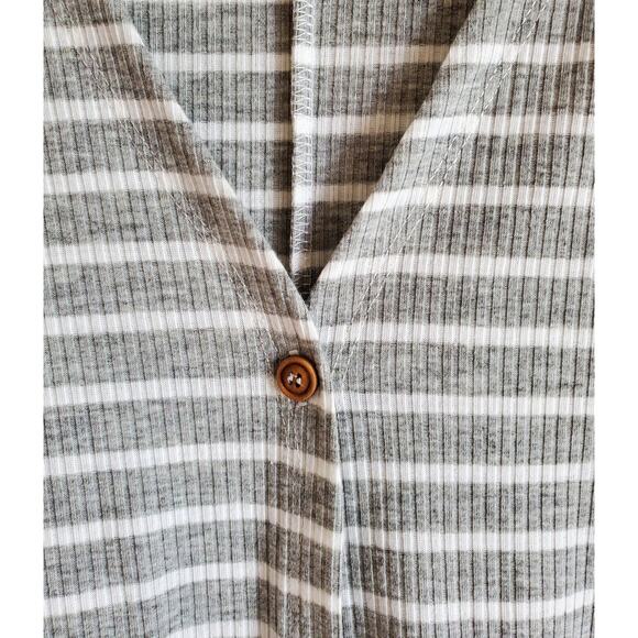 JODIFL Women's M Duster Cardigan Button Up V Neck Gray White Striped Bust 38" - Picture 4 of 9